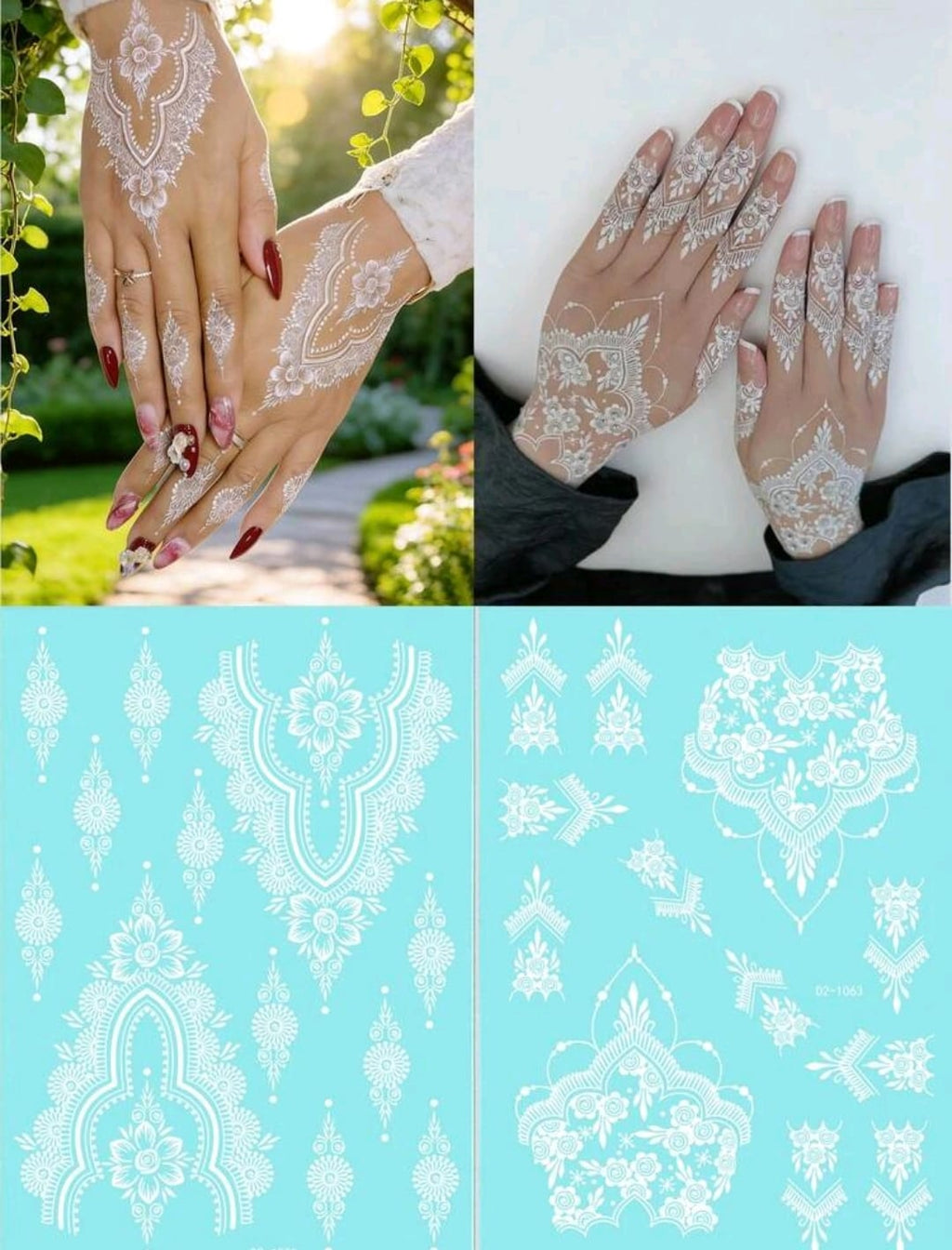 White Henna Temporary Tattoo Stickers