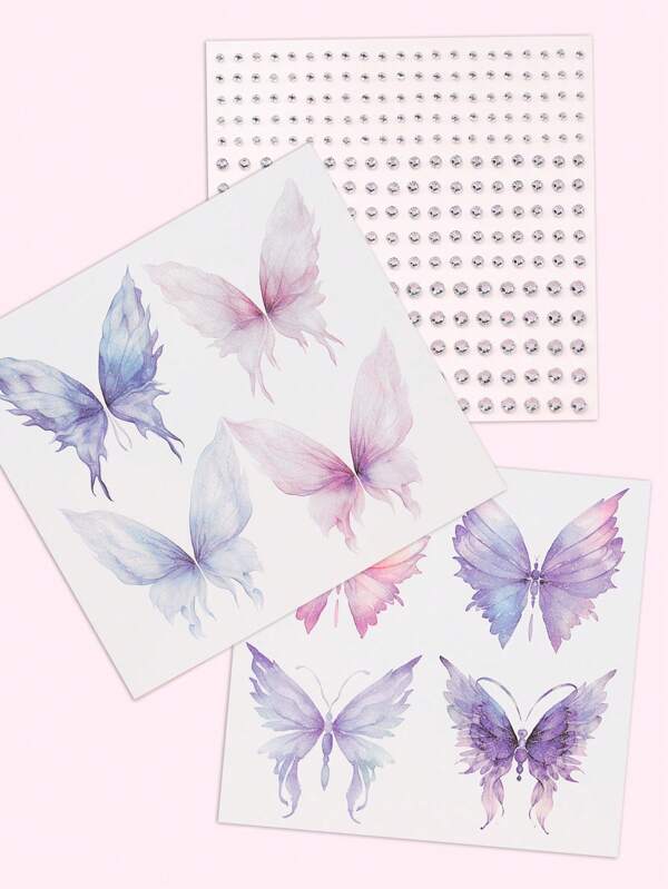 STARTTOOS Butterfly Rhinestone Face Jewels | Set of 03