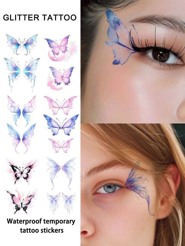 Butterfly Glitter Canthus Temporary Tattoos