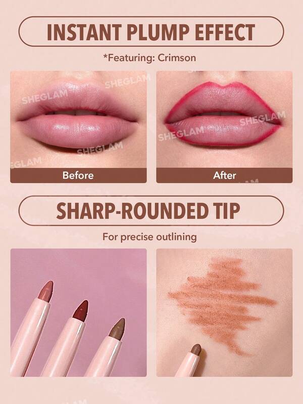 Shein - SHEGLAM So Lippy Lip Liner-Creamy Matte Lip Liner Pencil |Coffe