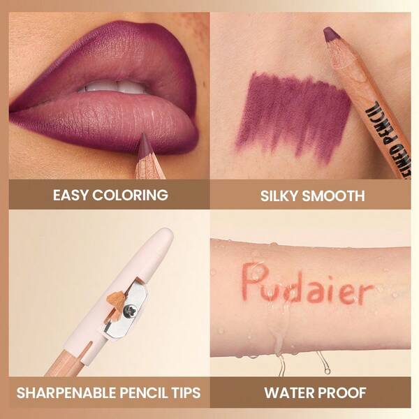 PUDAIER Flush D Crush Lip Liner Set | 6PCS Waterproof Matte Lip Liner Pencils