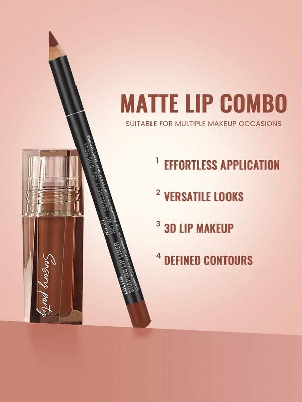PUDAIER 3D Lip Gloss & Lip Liner Set (Red 01 + 03)