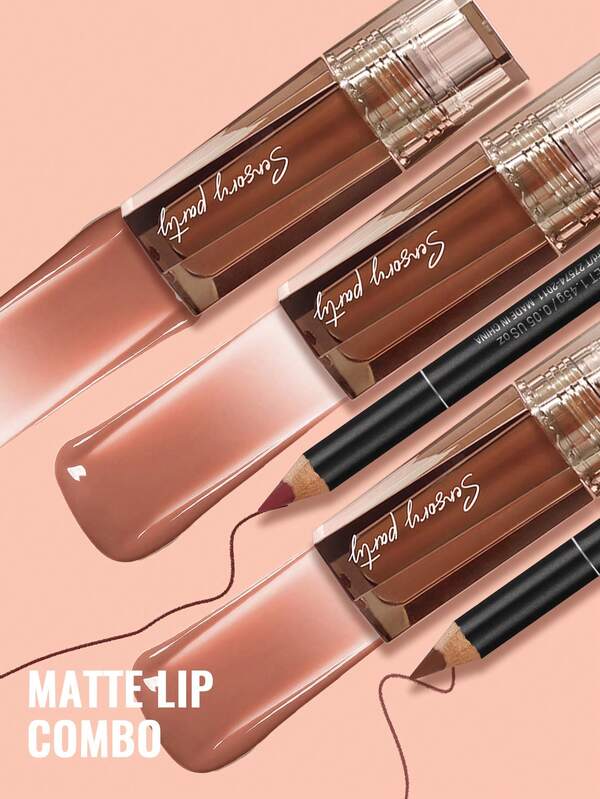 PUDAIER 3D Lip Gloss & Lip Liner Set (Red 01 + 03)