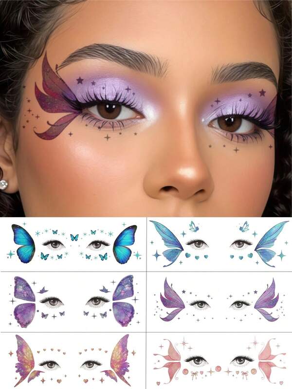 Glitter Butterfly Face Tattoos