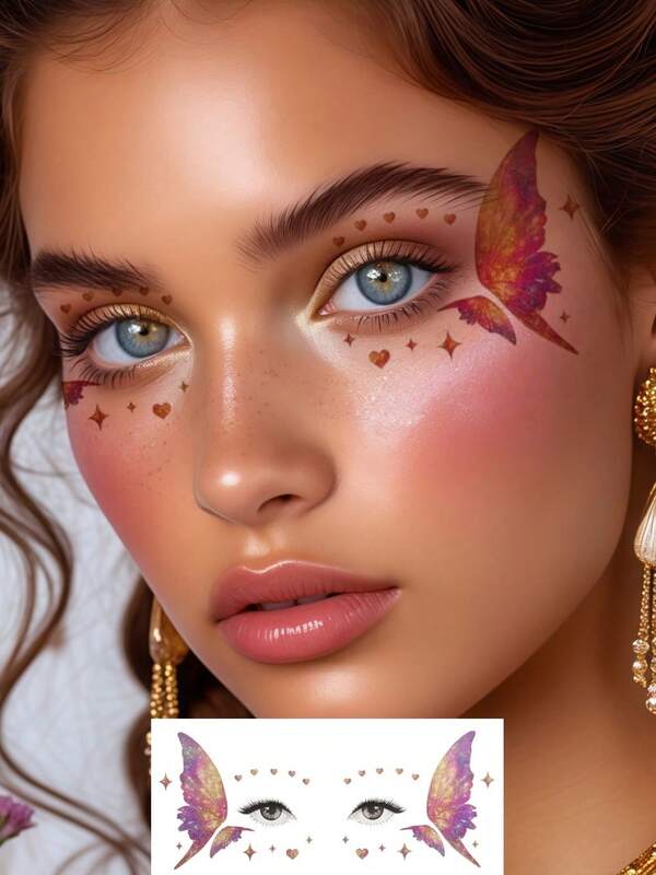 Glitter Butterfly Face Tattoos