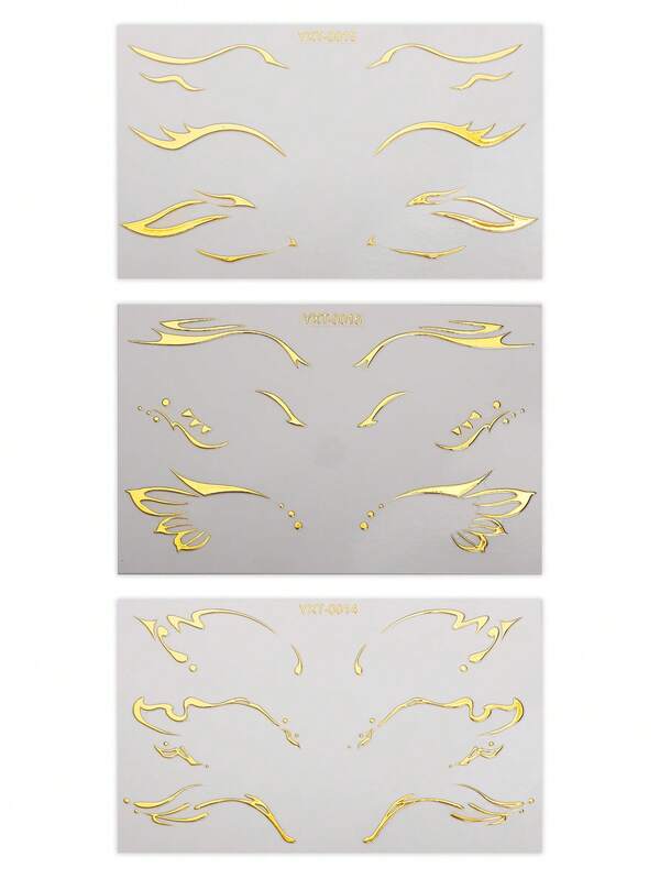 3 Sheets Metallic Gold Eyeliner Stickers | Waterproof Eye Makeup Decals