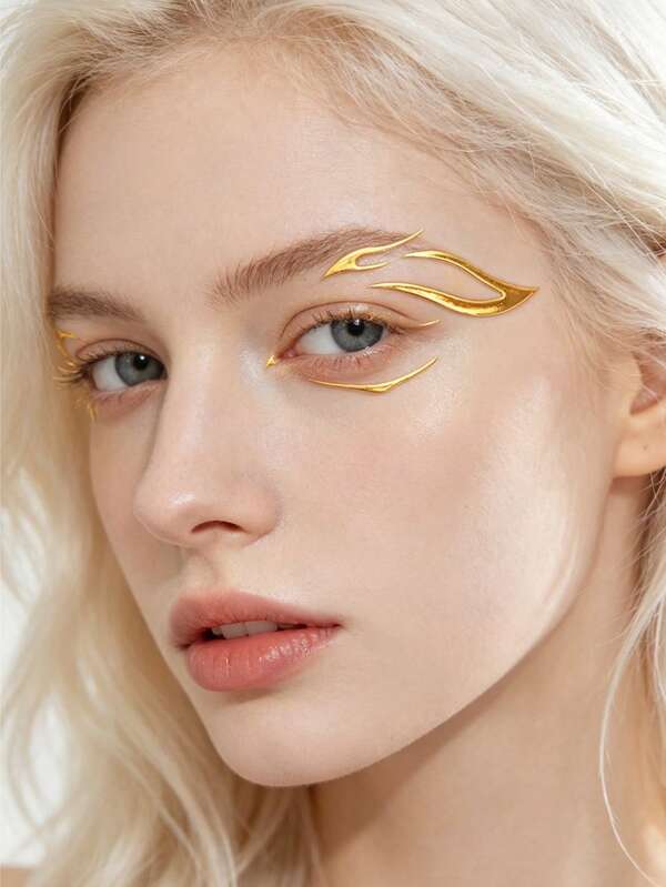 3 Sheets Metallic Gold Eyeliner Stickers | Waterproof Eye Makeup Decals