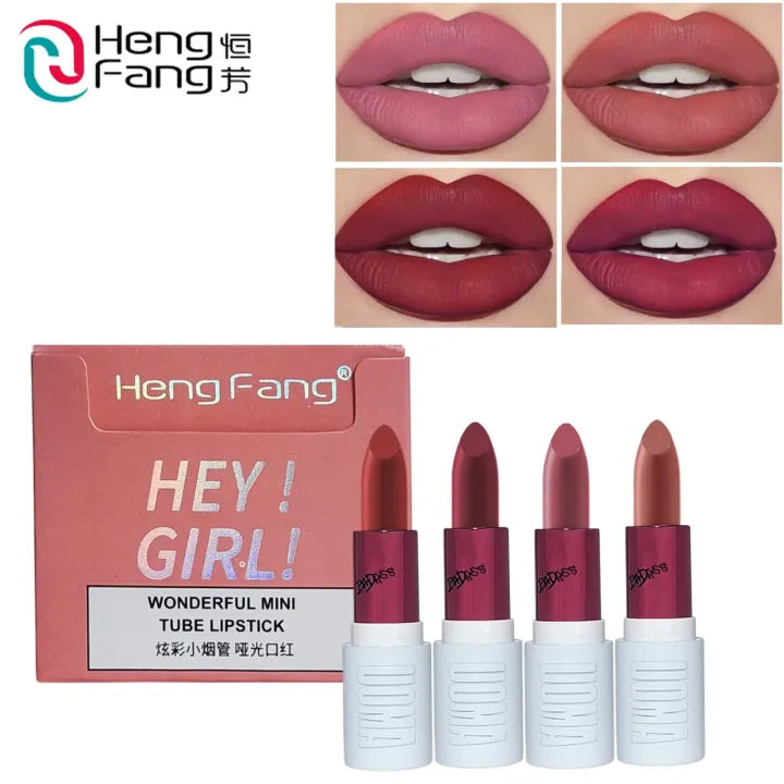Heng Fang Hey Girl Wonder Tube Lipstick Set 9103 | 4PCS Matte Lipstick Collection