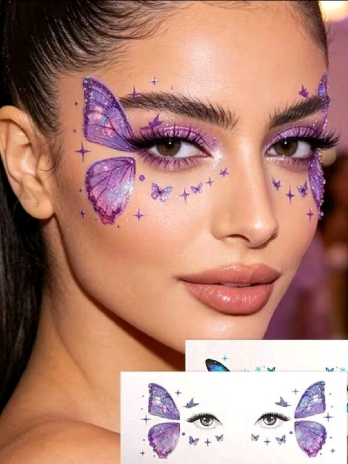 Glitter Butterfly Temporary Face Tattoo Stickers | Sparkling Butterfly Design 🦋✨