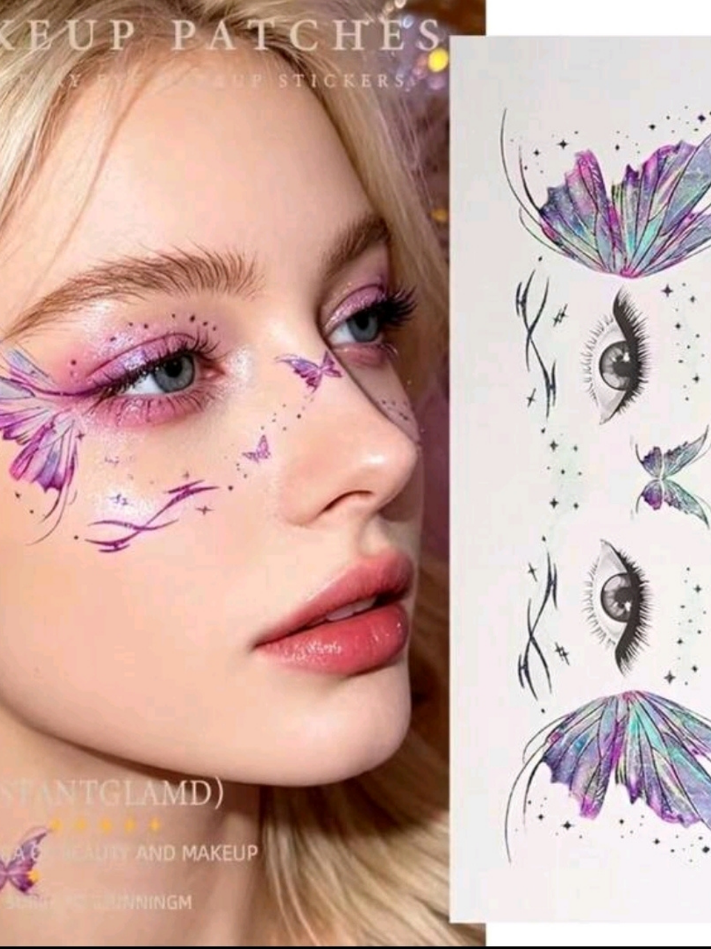 Glitter Butterfly Temporary Face Tattoo Stickers | Sparkling Butterfly Design 🦋✨