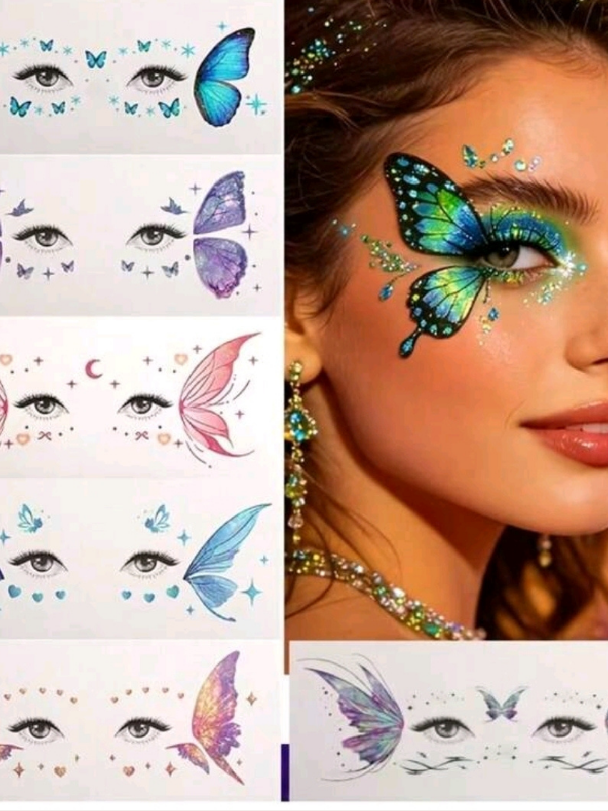 Glitter Butterfly Temporary Face Tattoo Stickers | Sparkling Butterfly Design 🦋✨