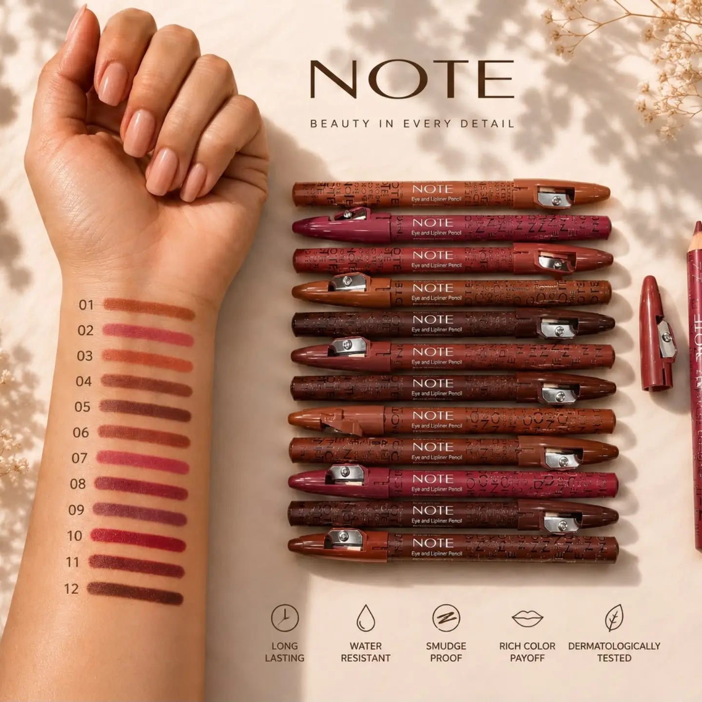 NOTE Lip Pencils – 12 Shades