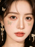 Butterfly Face Stickers | Gold Glitter Bow Design 🦋✨