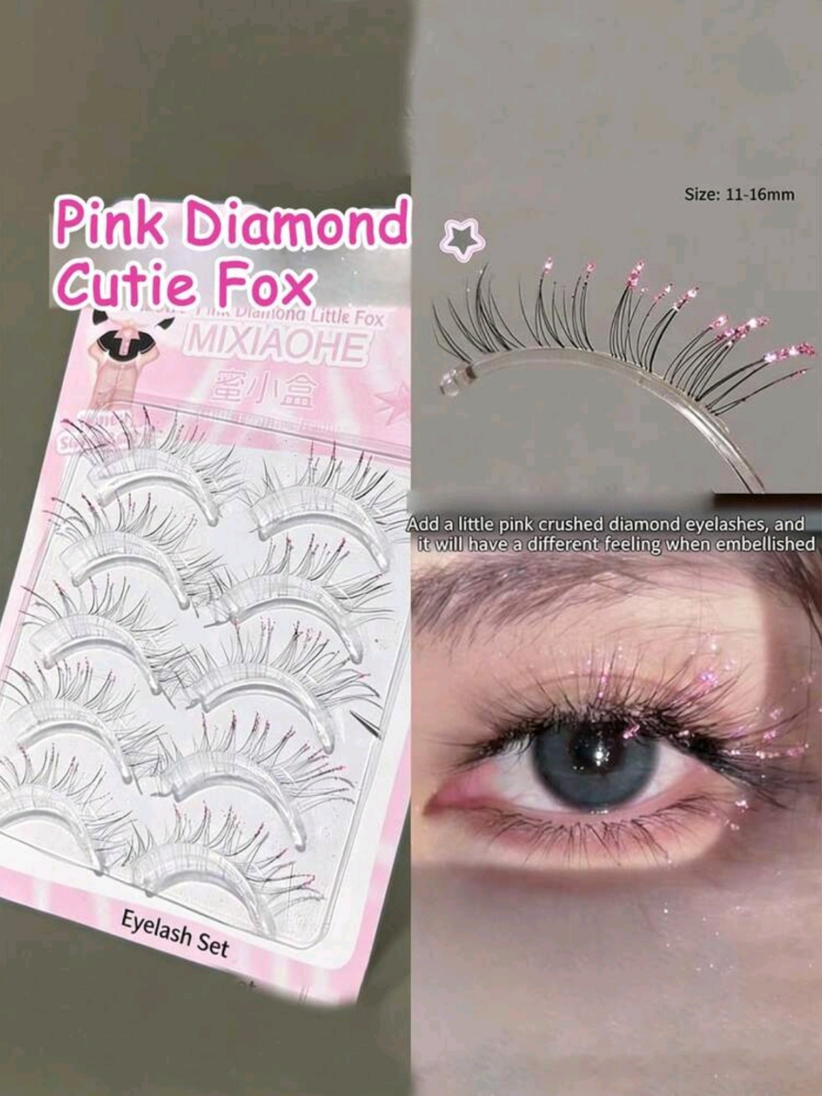 Sparkling Pink Diamond Comic Lashes 💎💗