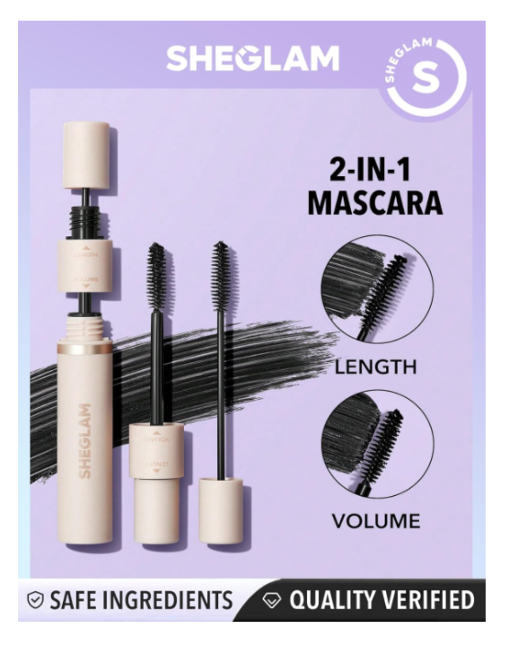 SHEGLAM 2-in-1 Mascara | Length & Volume Dual Brush Mascara