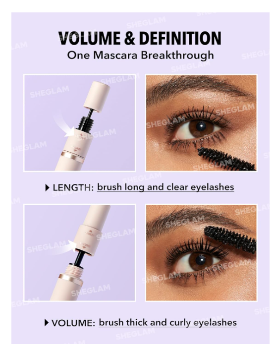 SHEGLAM 2-in-1 Mascara | Length & Volume Dual Brush Mascara