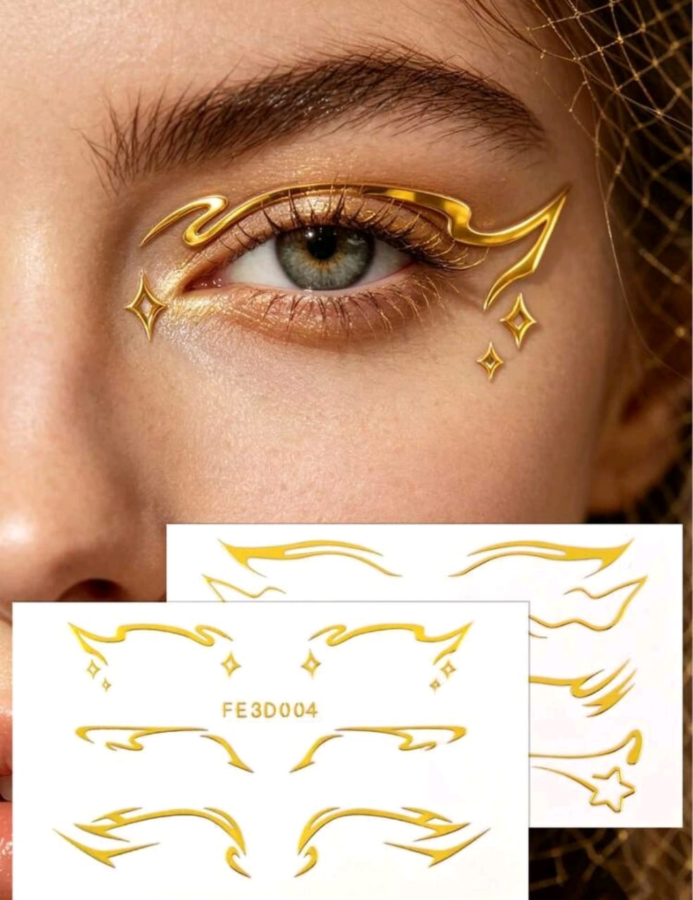 3D Gold Streamlined Eyeliner Sticker | Pack of 2