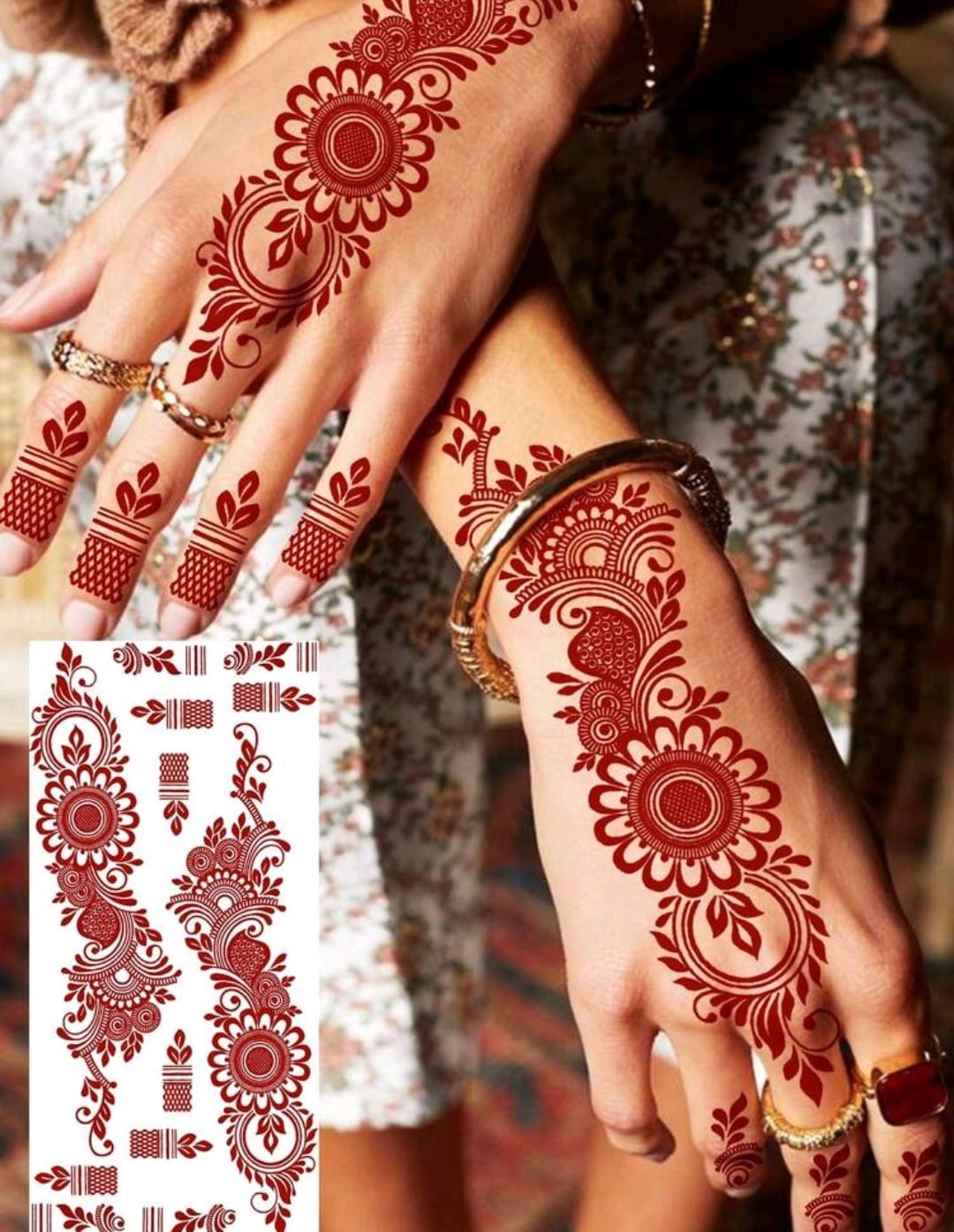 Premium Red Henna Temporary Tattoo Sticker