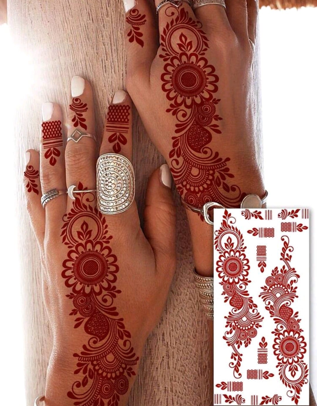 Premium Red Henna Temporary Tattoo Sticker