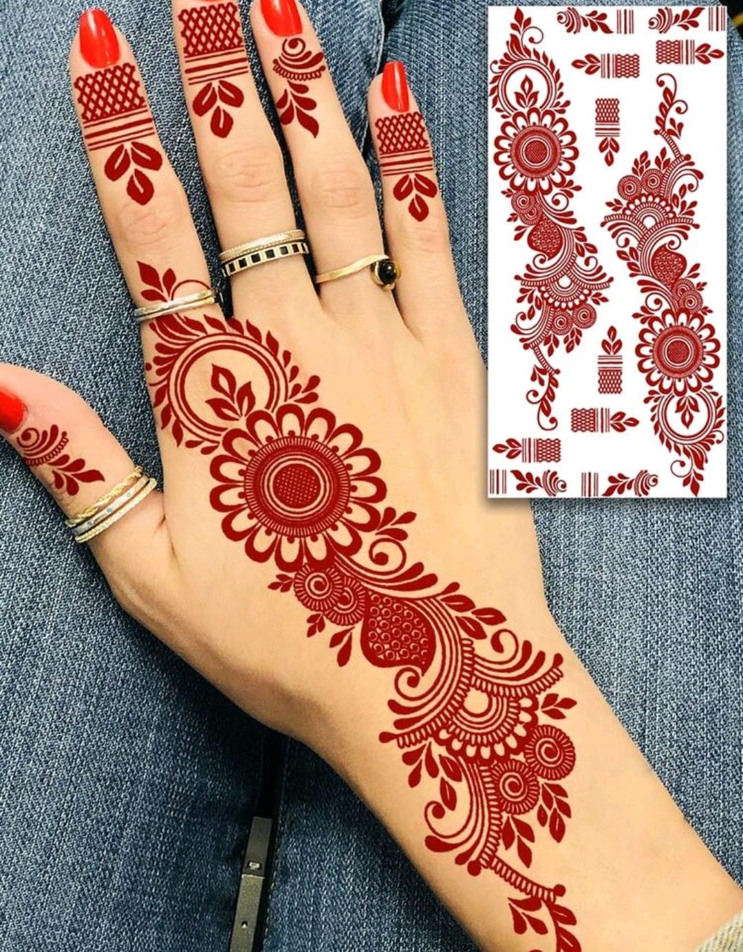 Premium Red Henna Temporary Tattoo Sticker