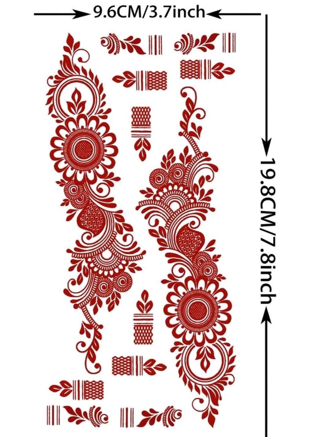 Premium Red Henna Temporary Tattoo Sticker