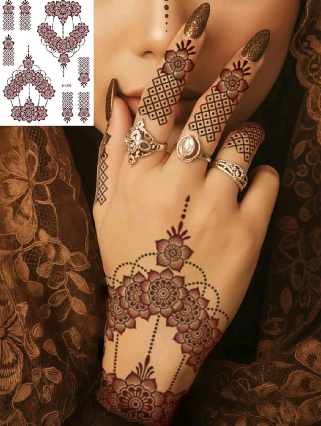 Brown Henna Temporary Tattoo Stickers