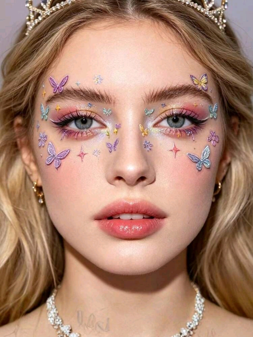 3D Butterfly & Floral Face Stickers